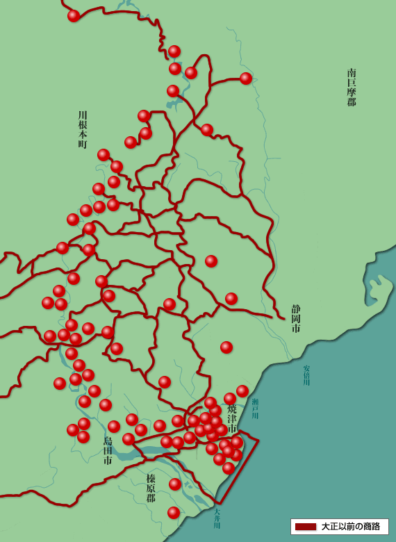 大井川沿線の大井神社分布図